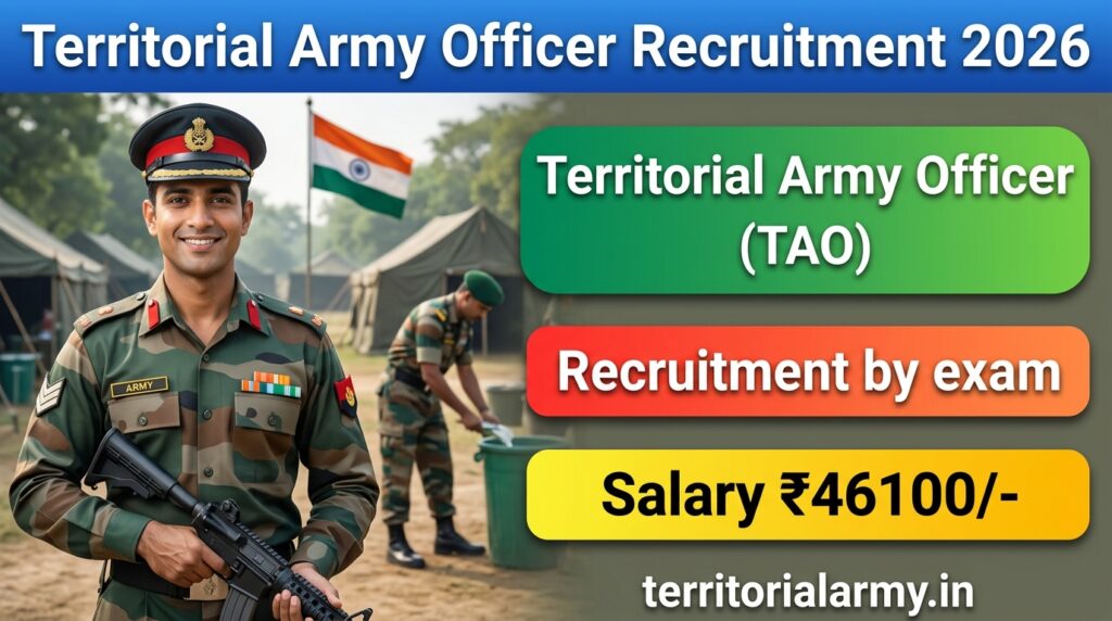 Territorial Army Officer Recruiment, army job, army latest jobs, indian army job list