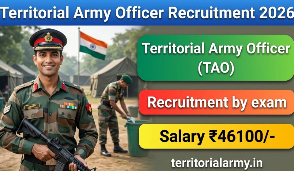 Territorial Army Officer Recruiment, army job, army latest jobs, indian army job list